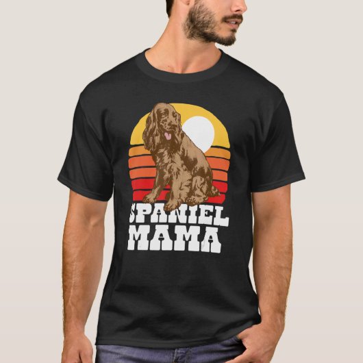 Spaniel Mama Niedlich Retro Cocker 80er Sunset Vin T-Shirt (Vorderseite)