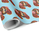 Spaniel mit rosa Ohrenschützern Geschenkpapier (Rolleneckpunkt)