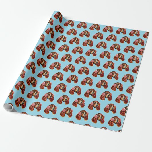 Spaniel mit rosa Ohrenschützern Geschenkpapier (Ungerollt)
