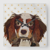 SPANIEL QUADRATISCHE WANDUHR (Vorderseite)