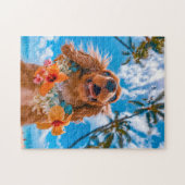 Spaniel Selfie am tropischen Strand Puzzle (Horizontal)
