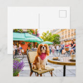 Spaniel-Stadtausflug im Außen-Café Postkarte (Vorne/Hinten)