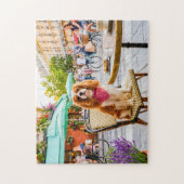 Spaniel Stadtbesuch im Außenbereich eines Cafés Puzzle (Vertikal)