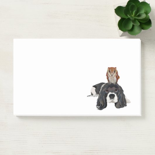 SPANIEL U. EULE POST-IT KLEBEZETTEL (Büro)