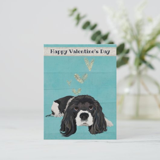 SPANIEL VALENTINS Postkarte (Stehend Vorderseite)