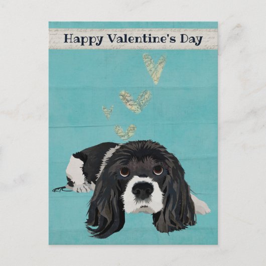 SPANIEL VALENTINS Postkarte (Vorderseite)