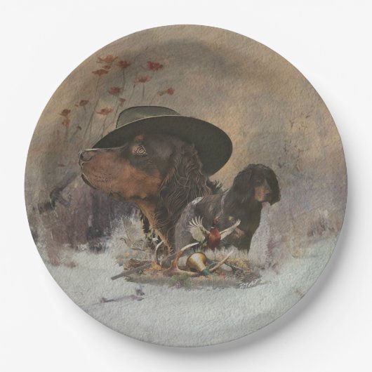 Spaniel von Picardie, Jagdsaison Pappteller (Vorderseite)