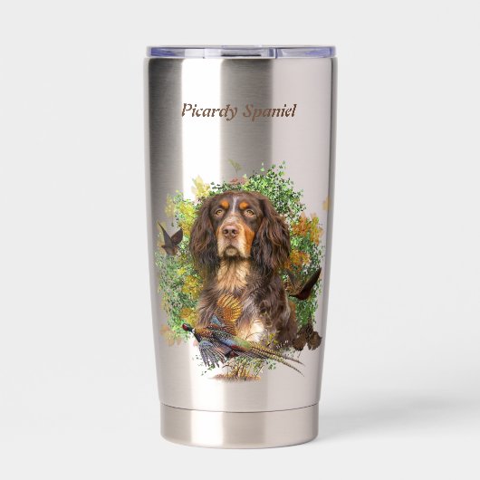 Spaniel von Picardie Thermobecher (Vorderseite)
