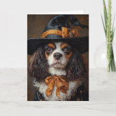 Spaniel Witch Halloween Feiertagskarte (Vorderseite)