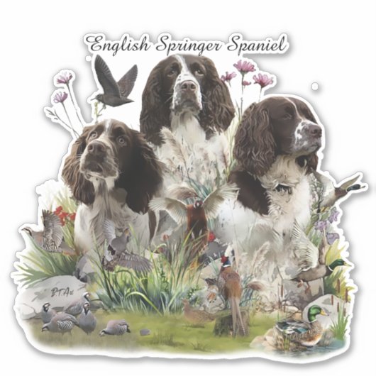 Spaniels "English Springer", Art Aufkleber (Vorderseite)