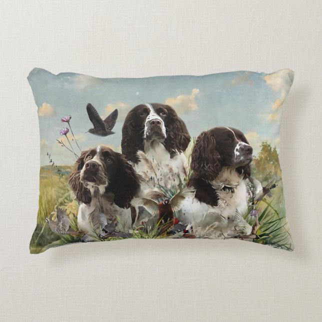 Spaniels "English Springer", Art Dekokissen (Vorderseite)