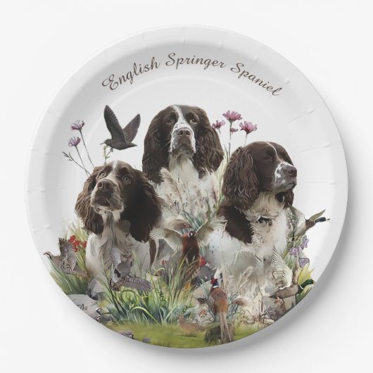 Spaniels "English Springer", Art Pappteller (Vorderseite)