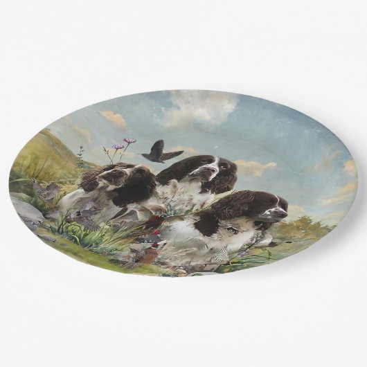 Spaniels "English Springer", Art Pappteller (Schrägansicht)
