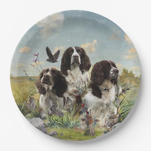 Spaniels "English Springer", Art Pappteller (Vorderseite)