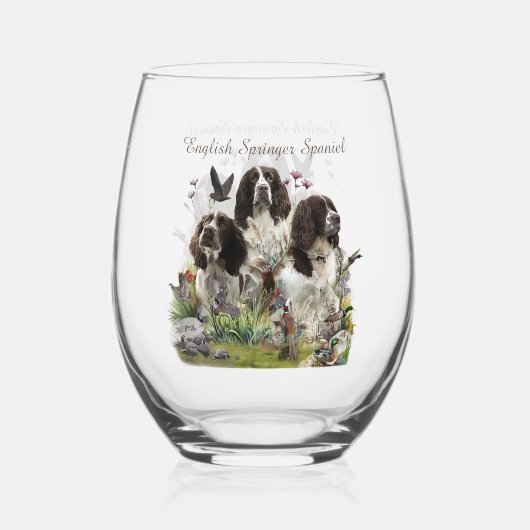 Spaniels "English Springer", Art Weinglas Ohne Stiel (Rückseite)