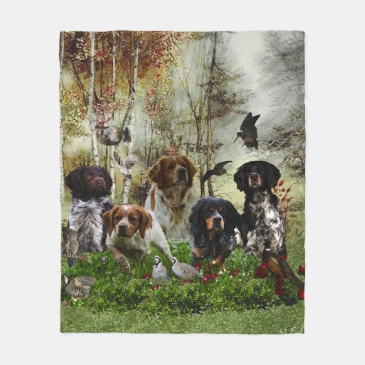 Spaniels in der Bretagne, Vogeljagd Fleecedecke (Vorderseite)