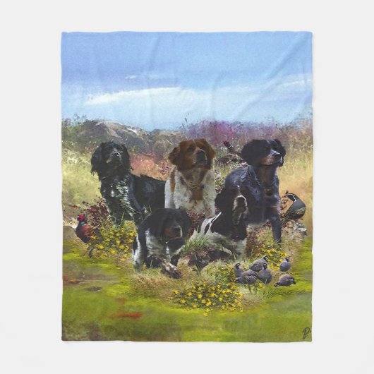 Spaniels in der Bretagne, Vogeljagd Fleecedecke (Vorderseite)