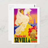 Spanien 1955 Sevilla April Fair Poster Postkarte (Vorne/Hinten)
