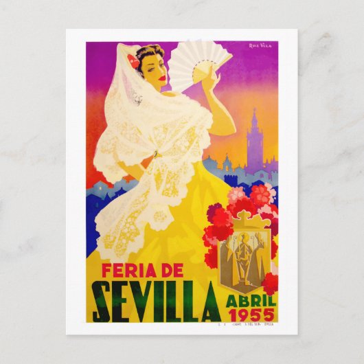 Spanien 1955 Sevilla April Fair Poster Postkarte (Vorderseite)