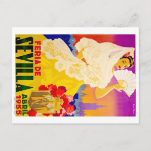 Spanien 1955 Sevilla April-Messe-Plakat Postkarte