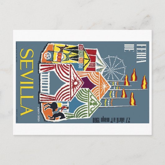 Spanien 1960 Sevilla Festival Poster Postkarte (Vorderseite)