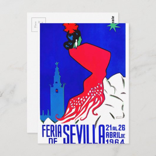 Spanien 1964 Sevilla April Fair Poster Postkarte (Vorne/Hinten)