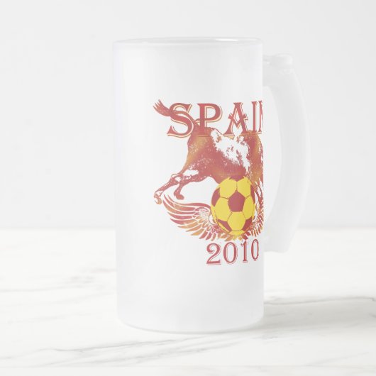Spanien 2010 mattierte Glasbier-Tasse für Spanier Mattglas Bierglas (VorderseiteRechts)