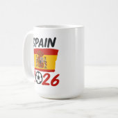 Spanien 2026 Fußballfan-Design mit Flaggenfarben Kaffeetasse (Vorderseite Links)