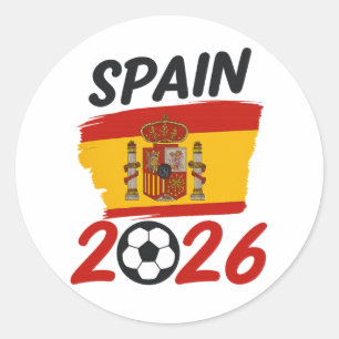Spanien 2026 Fußballfan-Design mit Flaggenfarben Runder Aufkleber