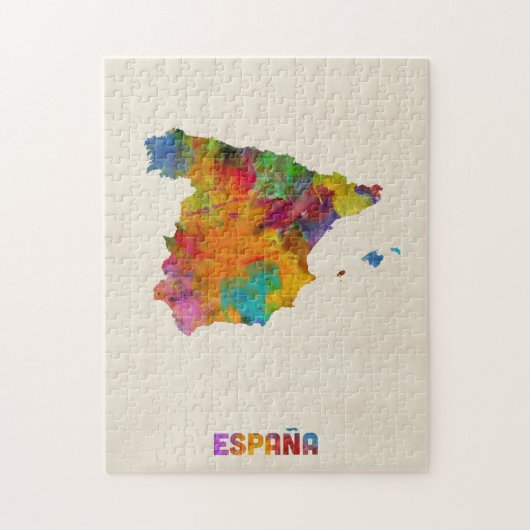 Spanien-Aquarell-Karte Puzzle (Vertikal)