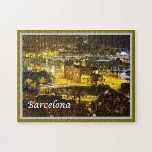 Spanien - Barcelona durch Nacht - Puzzle (Horizontal)
