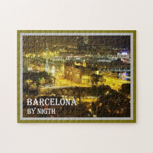 Spanien - Barcelona durch Nacht - Puzzle (Horizontal)