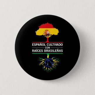 Spanien Brasilien Flaggen Erbe Geschenk Expat Fans Button