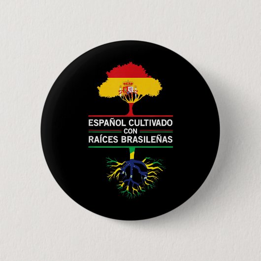 Spanien Brasilien Flaggen Erbe Geschenk Expat Fans Button (Vorderseite)
