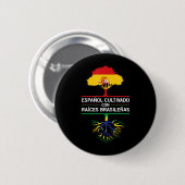 Spanien Brasilien Flaggen Erbe Geschenk Expat Fans Button (Vorne & Hinten)