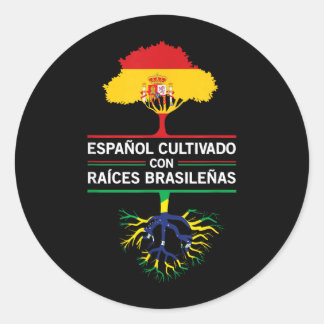 Spanien Brasilien Flaggen Erbe Geschenk Expat Fans Runder Aufkleber