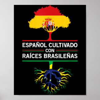 Spanien Brasilien Flaggen Erbstück Geschenk Expat Poster