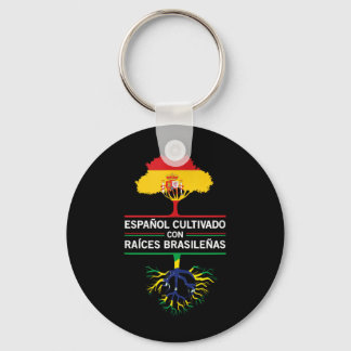 Spanien Brasilien Flaggen Erbstück Geschenk Expat Schlüsselanhänger