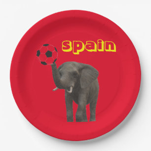 Spanien Elefantenfußball Rot Gelb Moderne Pappteller
