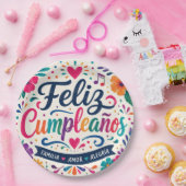 Spanien Feliz Cumpleaños Floral Fiesta Geburtstag Pappteller (Party)