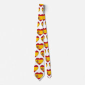 Spanien Flag Farben Herzmuster Neck Tie Krawatte (Vorderseite)