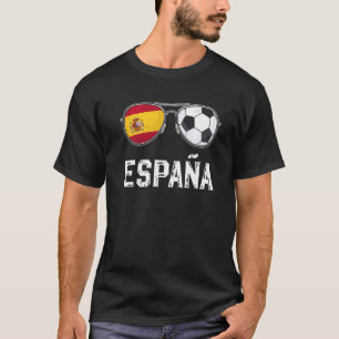 Spanien Flag & Football Sunglass Spaniard Fan T-Shirt