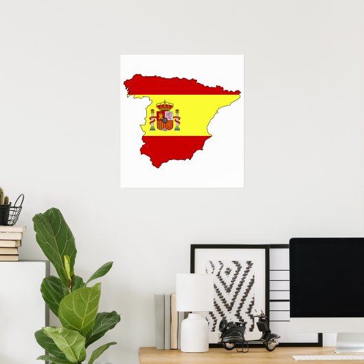Spanien - Flag-Karte Poster (Heimbüro)