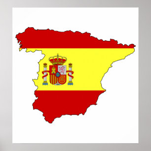 Spanien - Flag-Karte Poster