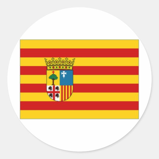 Spanien - Flagge Aragon Runder Aufkleber (Vorderseite)