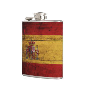 Spanien-Flagge auf altem hölzernem Korn Flachmann (Links)