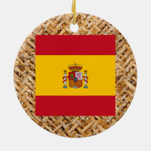 Spanien-Flagge auf dem Gewebe themenorientiert Keramik Ornament