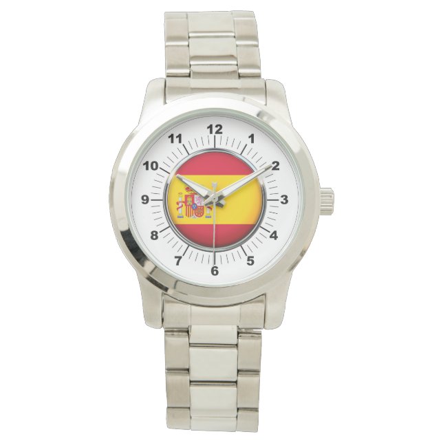 Spanien-Flagge für Frauen - Oversized Silver Watch Armbanduhr (Vorderseite)