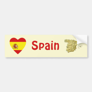 Spanien-Flagge Herz + Karte Aufkleber Autoaufkleber