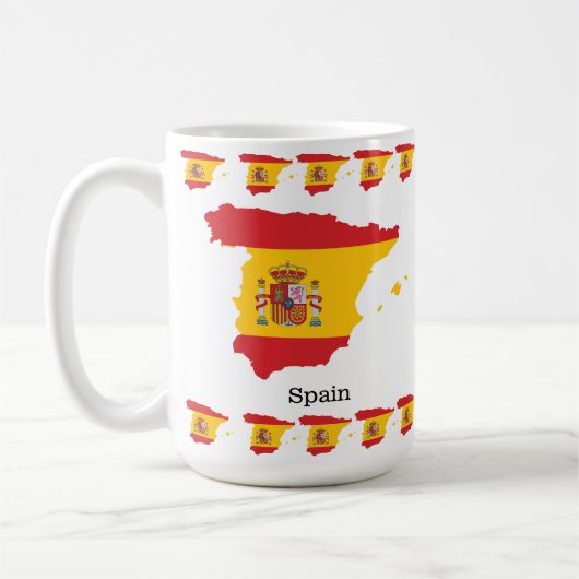 Spanien Flagge innerhalb der Karte Souvenir Design Kaffeetasse (Links)